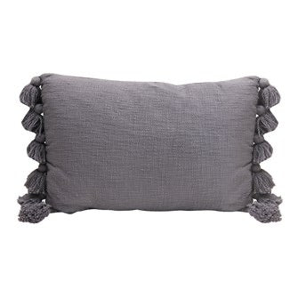 Light Grey Tassel Pillow