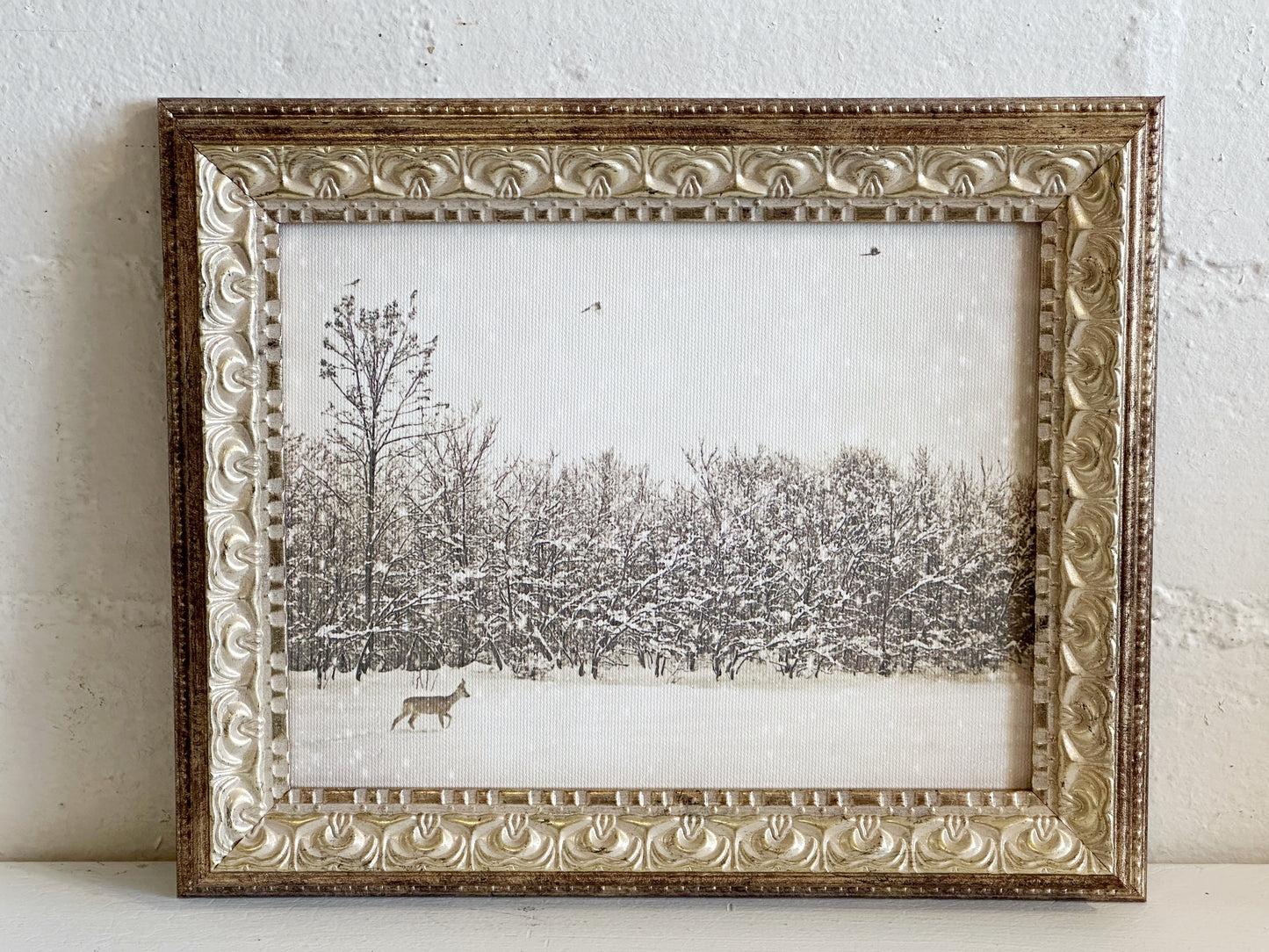 Winter Fawn Antique Art Framed Print