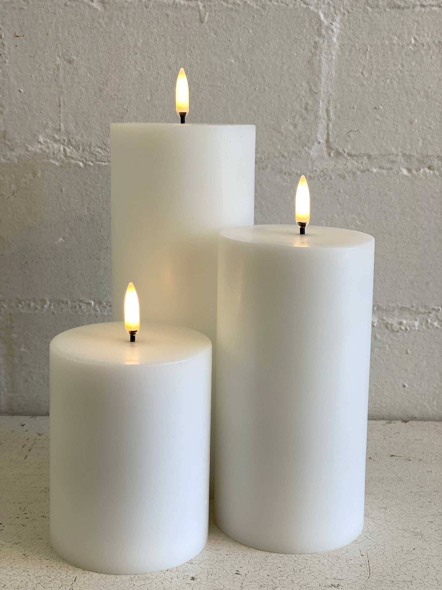 Flameless Pillar White Candle