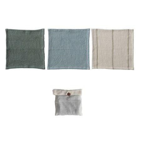 Cotton Waffle Weave Dish Cloths Set of 3 in Bag