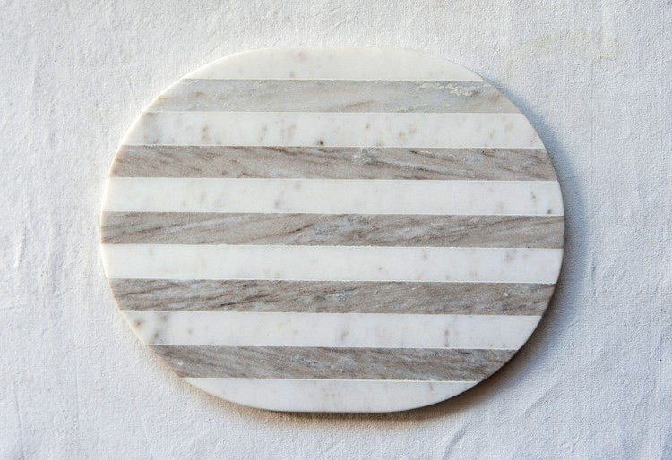 Marble Cheese/Cutting Board, Grey & White Stripe