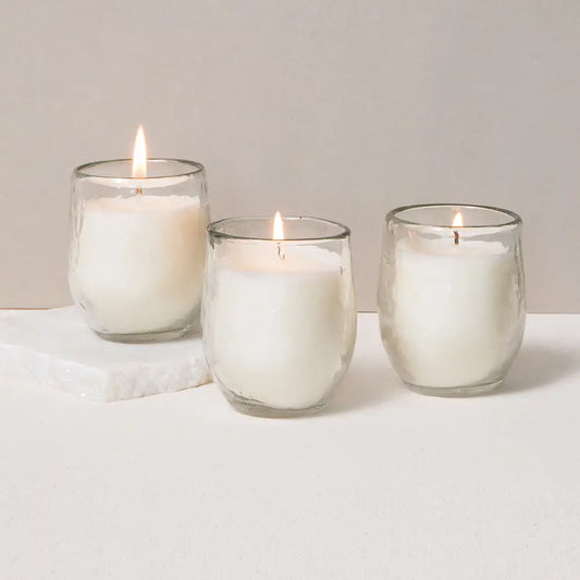 Glass votive soy candle