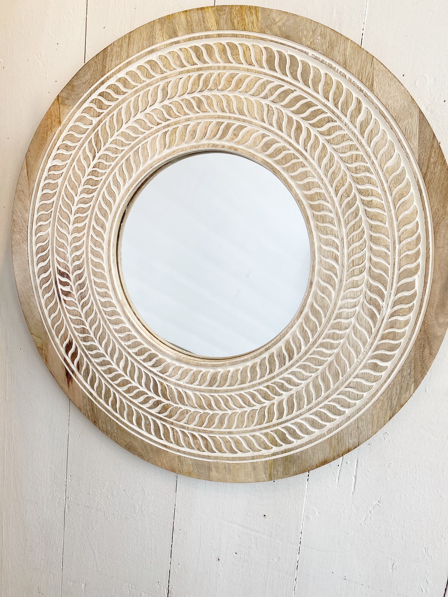 Round Carved Mirror