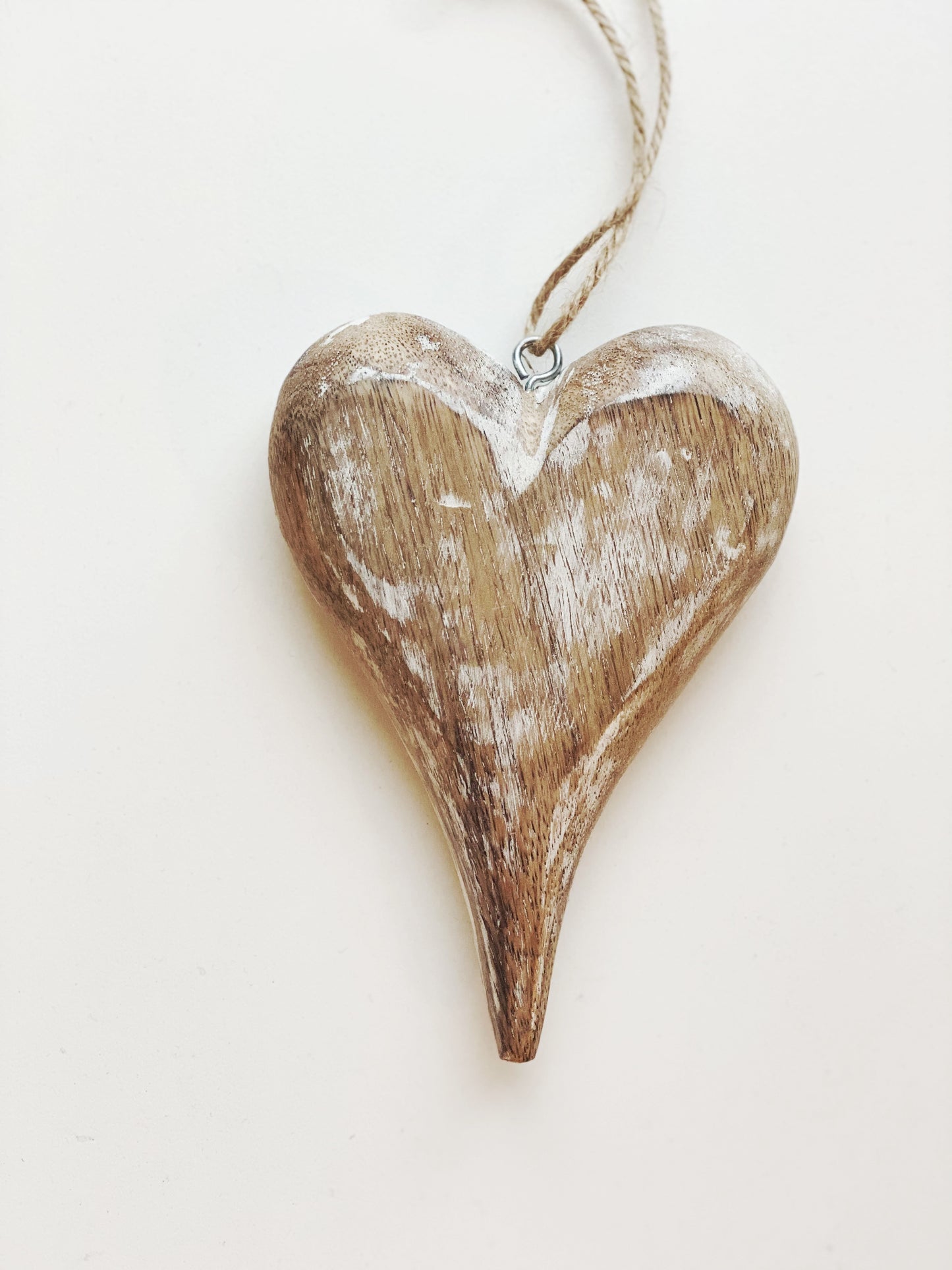 Whitewashed Wooden Heart Ornament