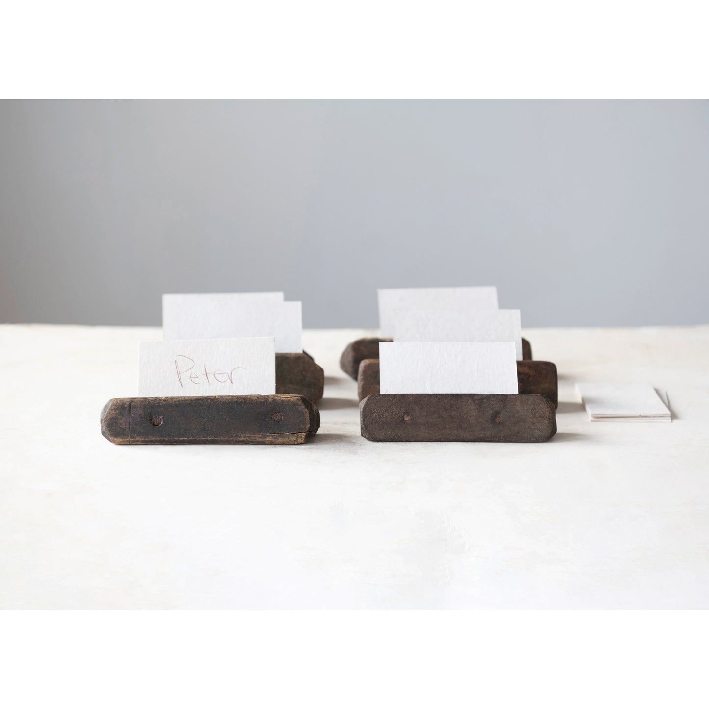 Reclaimed Wood Place Card Holder with 12 Cards, Boxed Set