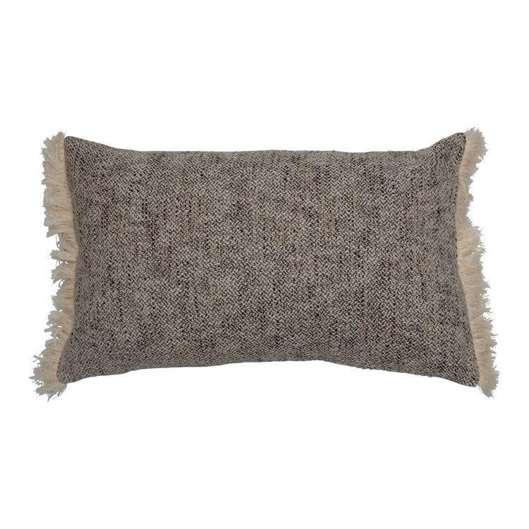Cotton Lumbar Pillow with Fringe
