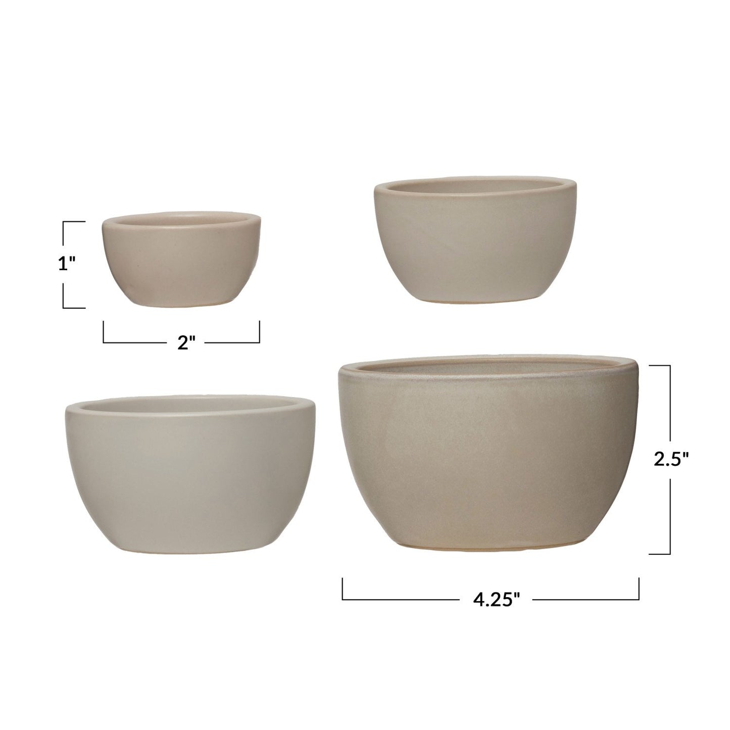 Stoneware Nesting Bowls, Reactive Glaze, Set of 4