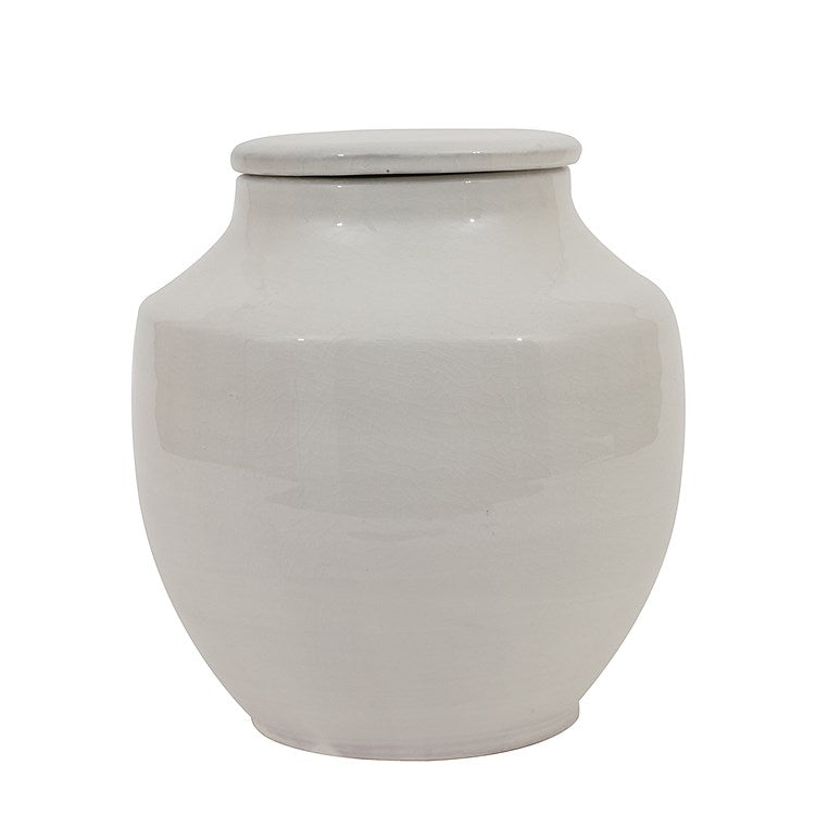 White Terra-cotta Cachepot with lid