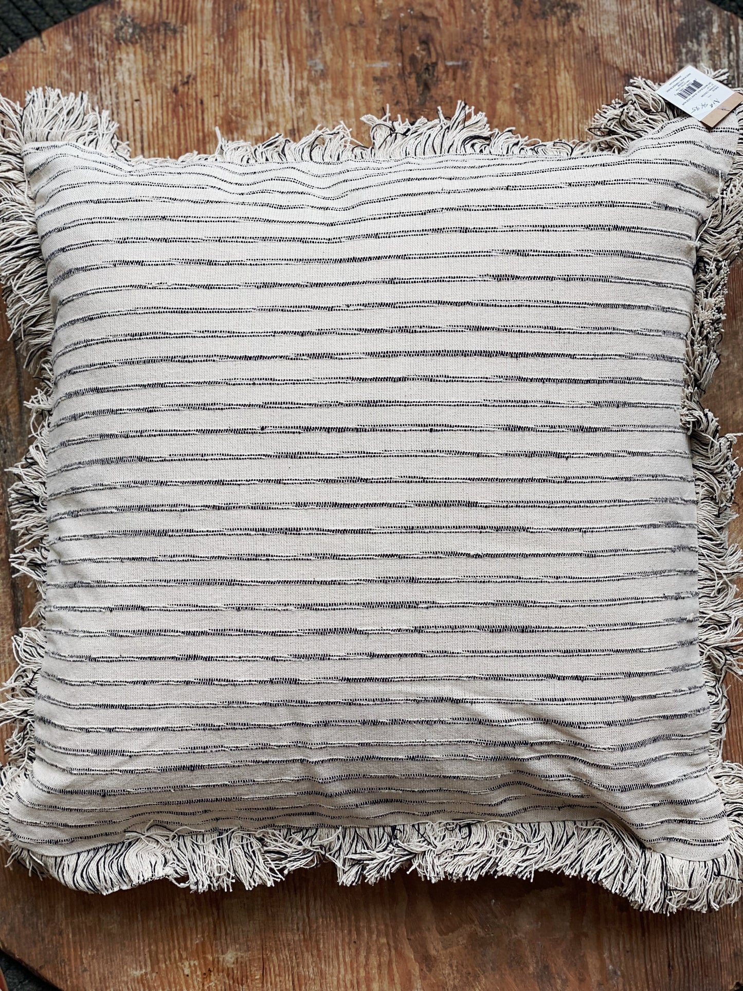 Black and Cream Striped Pillow