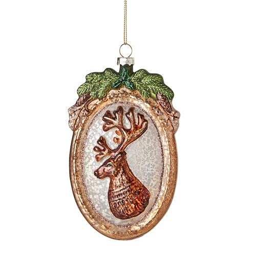 5.75" Antique Silhouette Deer Disc Ornament