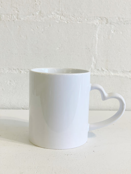 White Heart Handle Mug