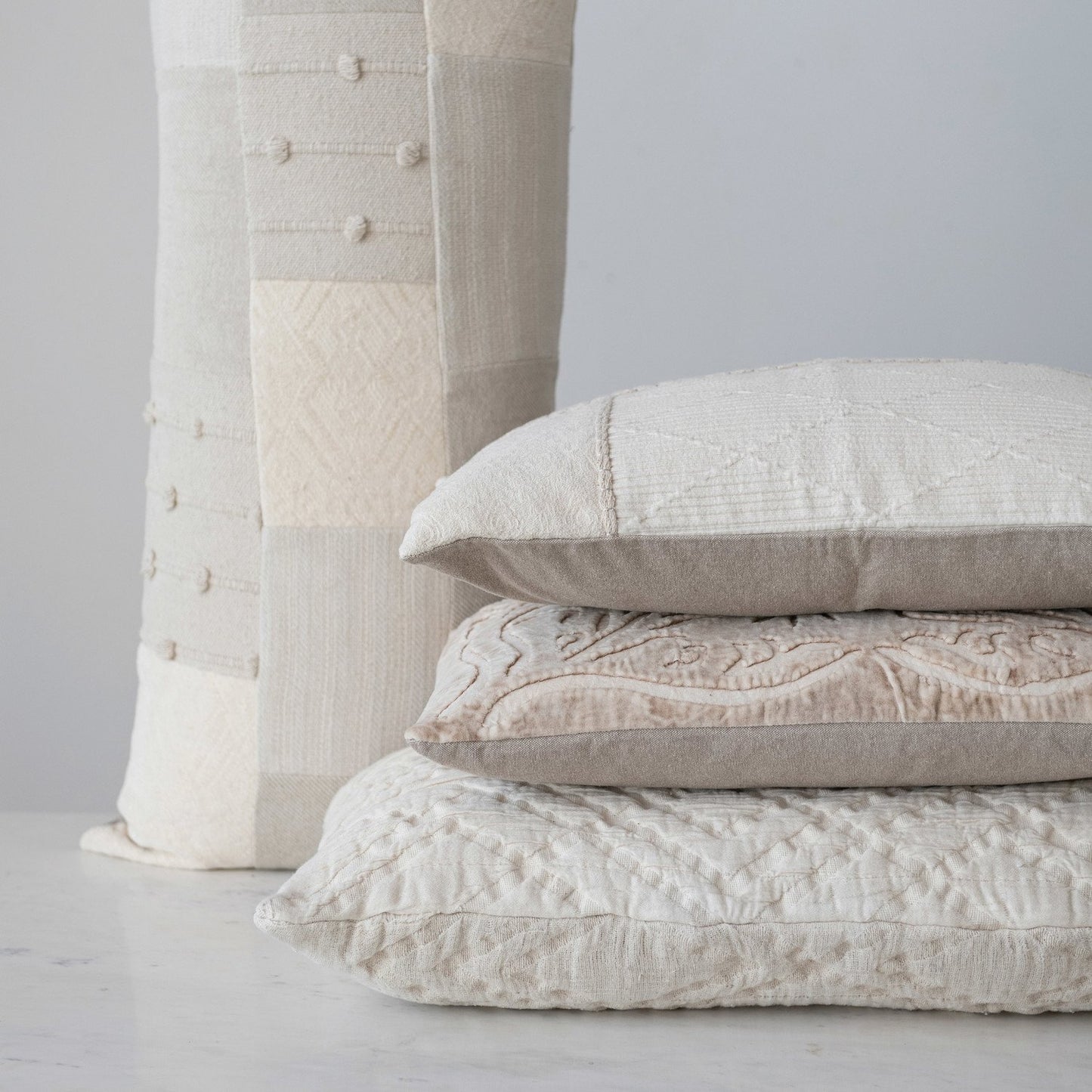 Long Woven Cotton Jacquard Lumbar Pillow