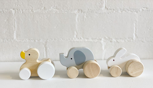 Hand-crafted Wooden Animal Toy on Wheels