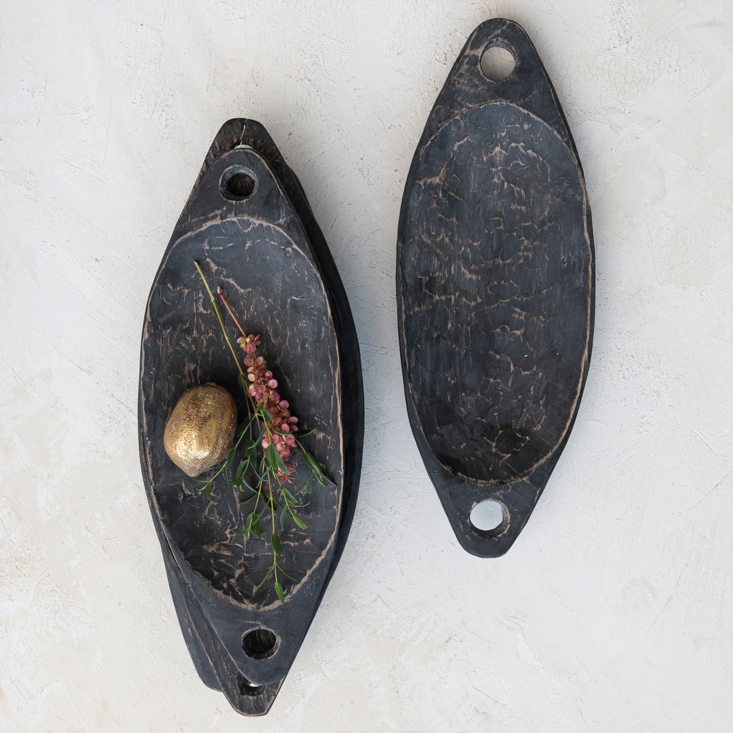 Found Black Wood Tray