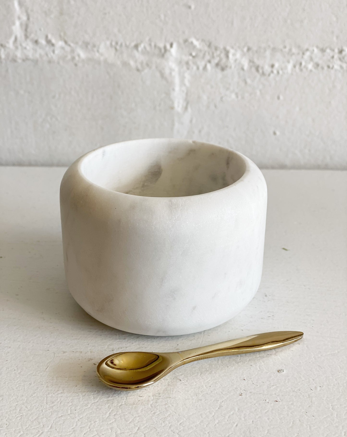 Marble Pinch Pot with Brass Spoon