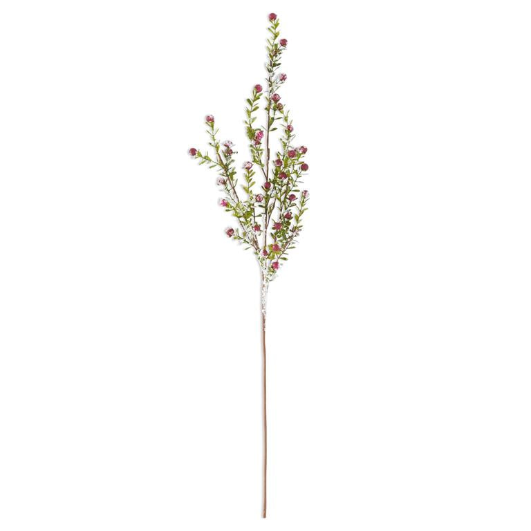 GLITTERED SNOWY RED BERRY LEAF STEM