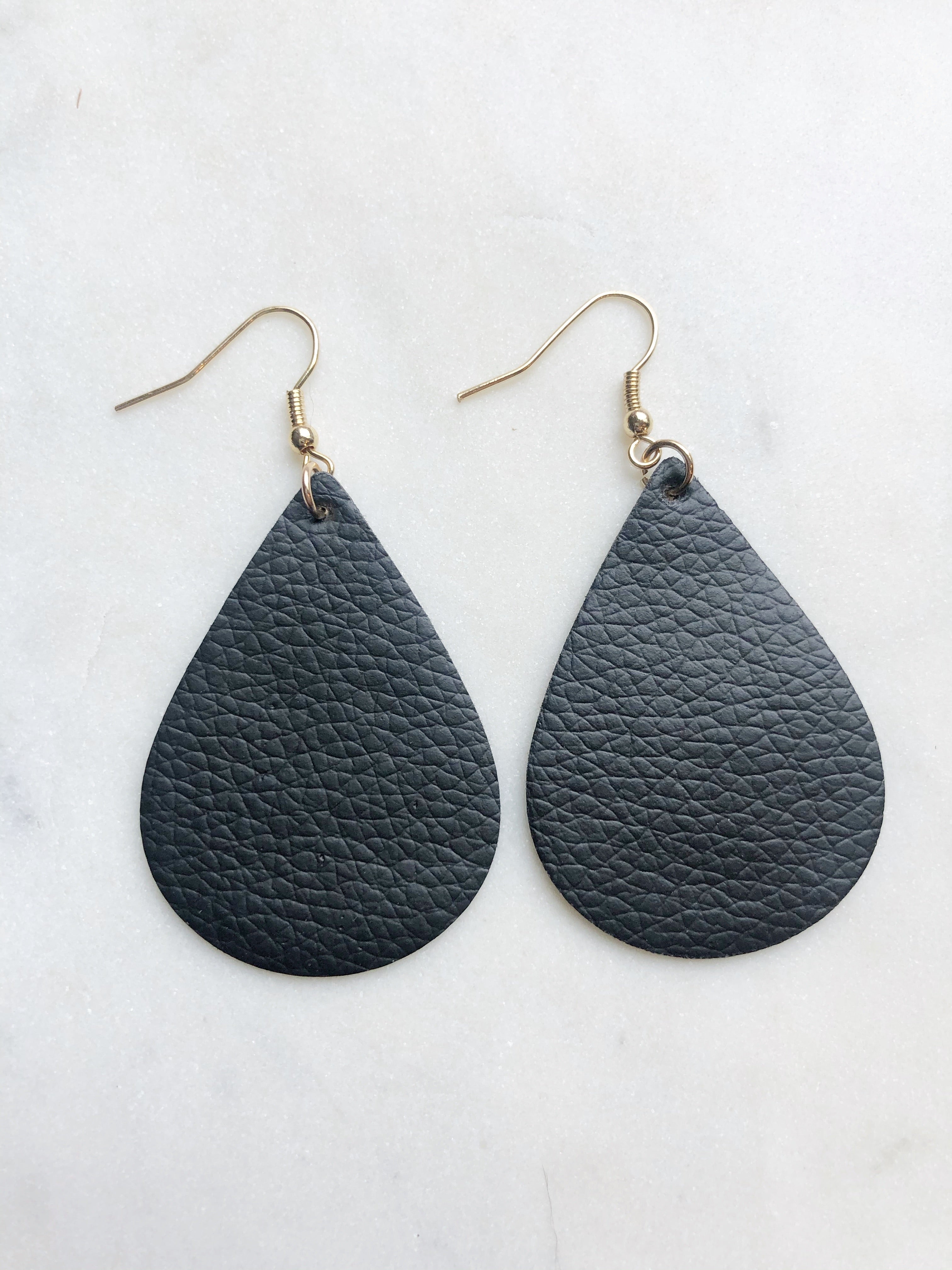 LARGE LEATHER EARRINGS | BLACK – LG Leather Creations