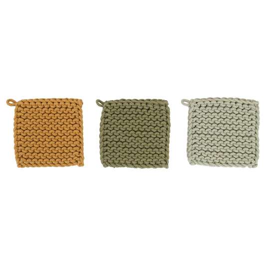 8" Square Cotton Crochet Potholder Hot Pad