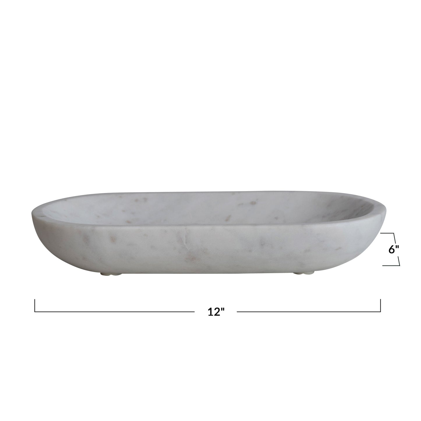 Oval Marble Bowl, White