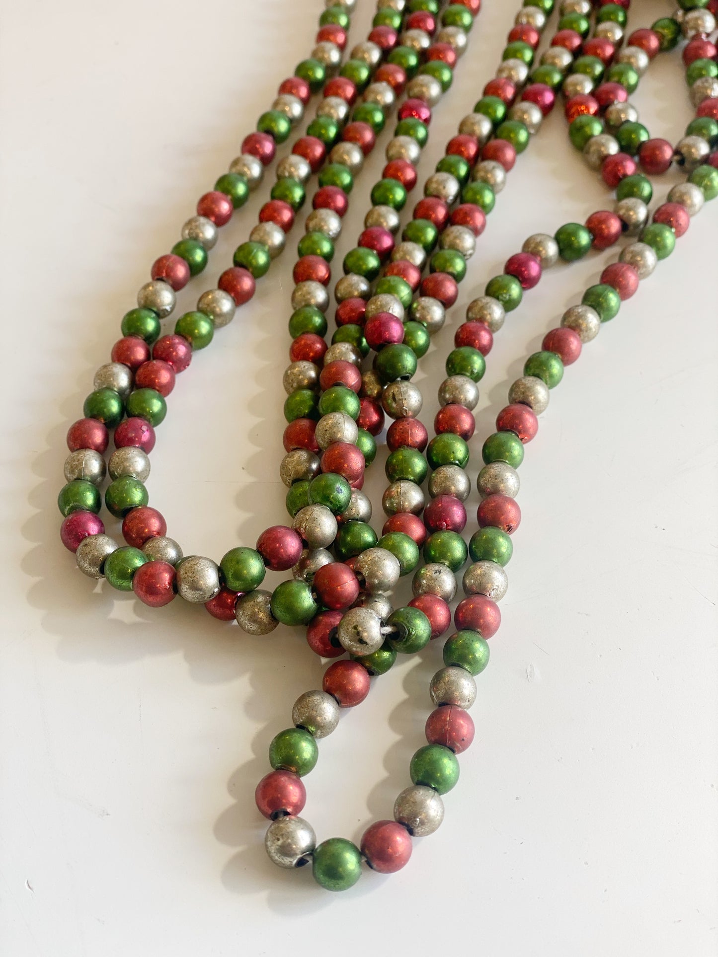 Red, Green, Silver Bead Garland