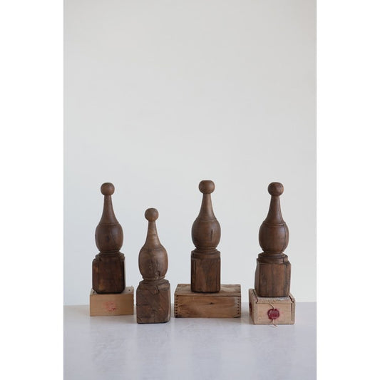 Hand-Carved Reclaimed Wood Finial