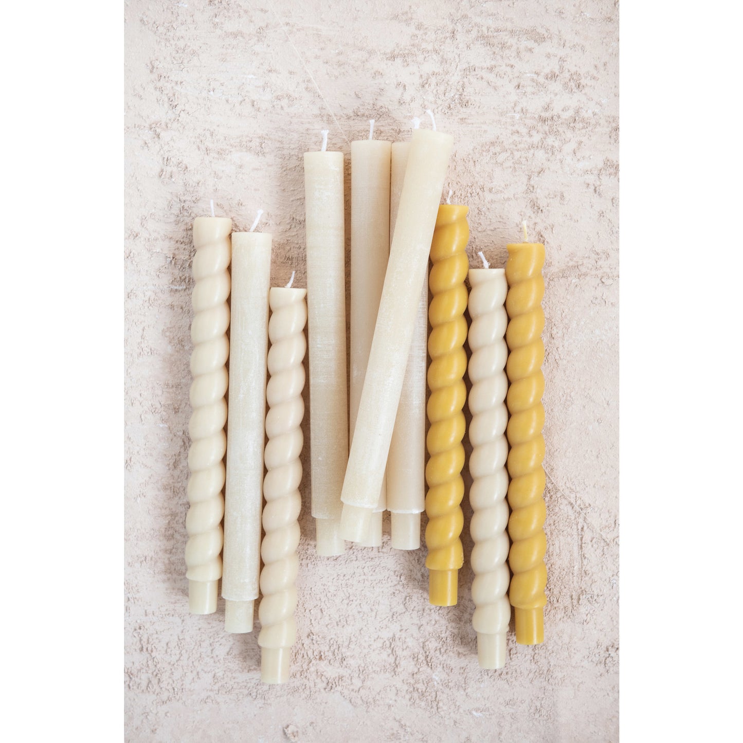 Box of Twisted Taper Candles-Cream
