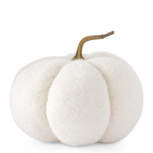 Fuzzy White Knit Pumpkin