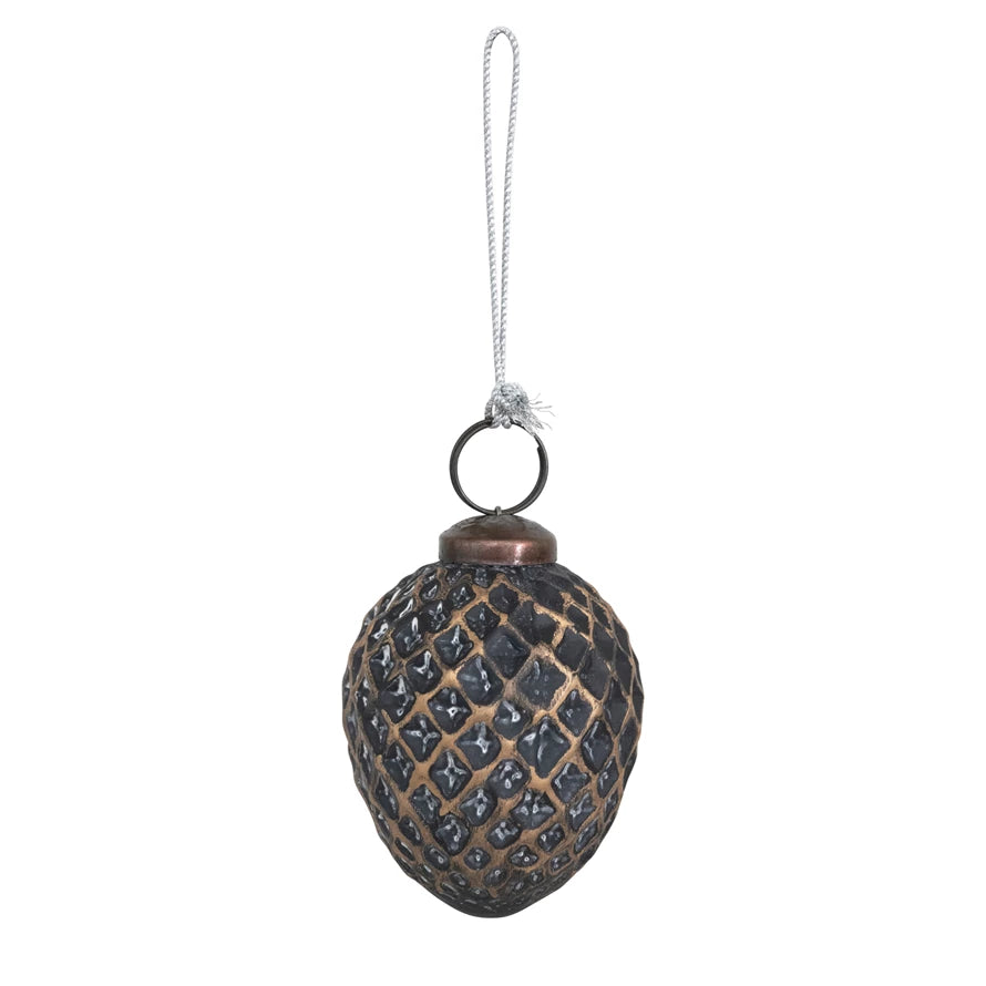 Gold and Black Glass Ball Ornament