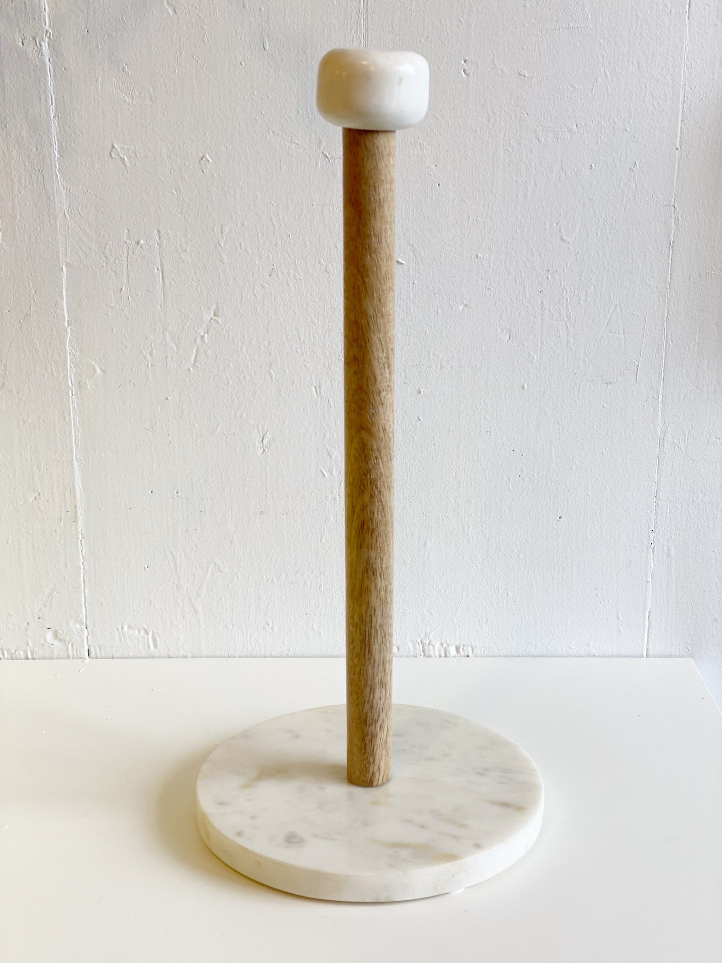 Marble and Wood Paper Towel Holder