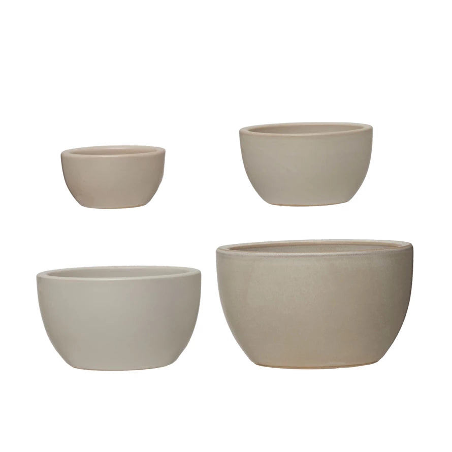 Stoneware Nesting Bowls, Reactive Glaze, Set of 4