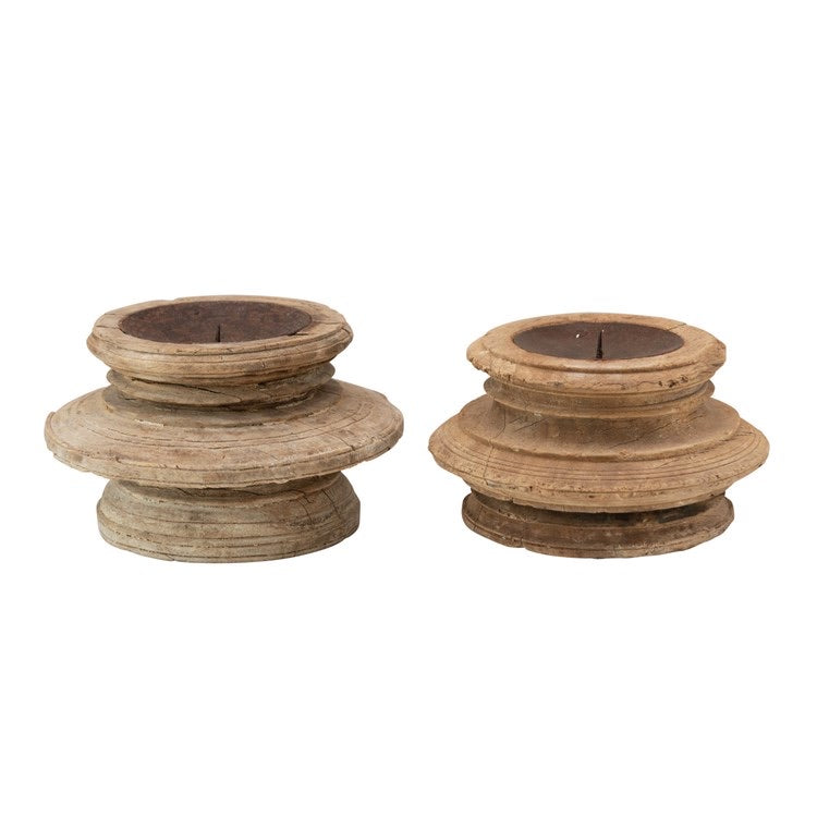 Found Wood Candle Holder