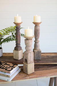 Wooden reclaimed banister candle stands