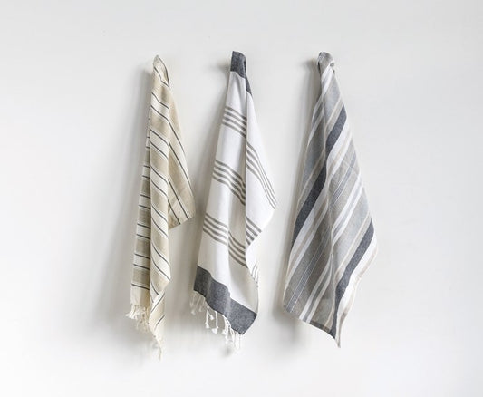 Kitchen Towel Set- Striped Fringe