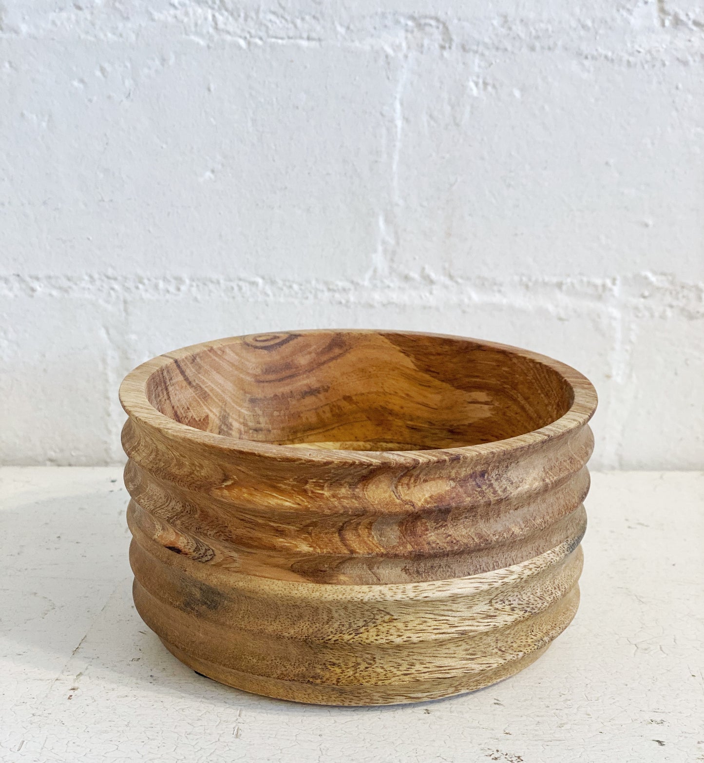 Wood Grooved Bowl