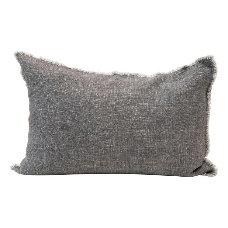 Charcoal Linen Blend Lumbar Pillow