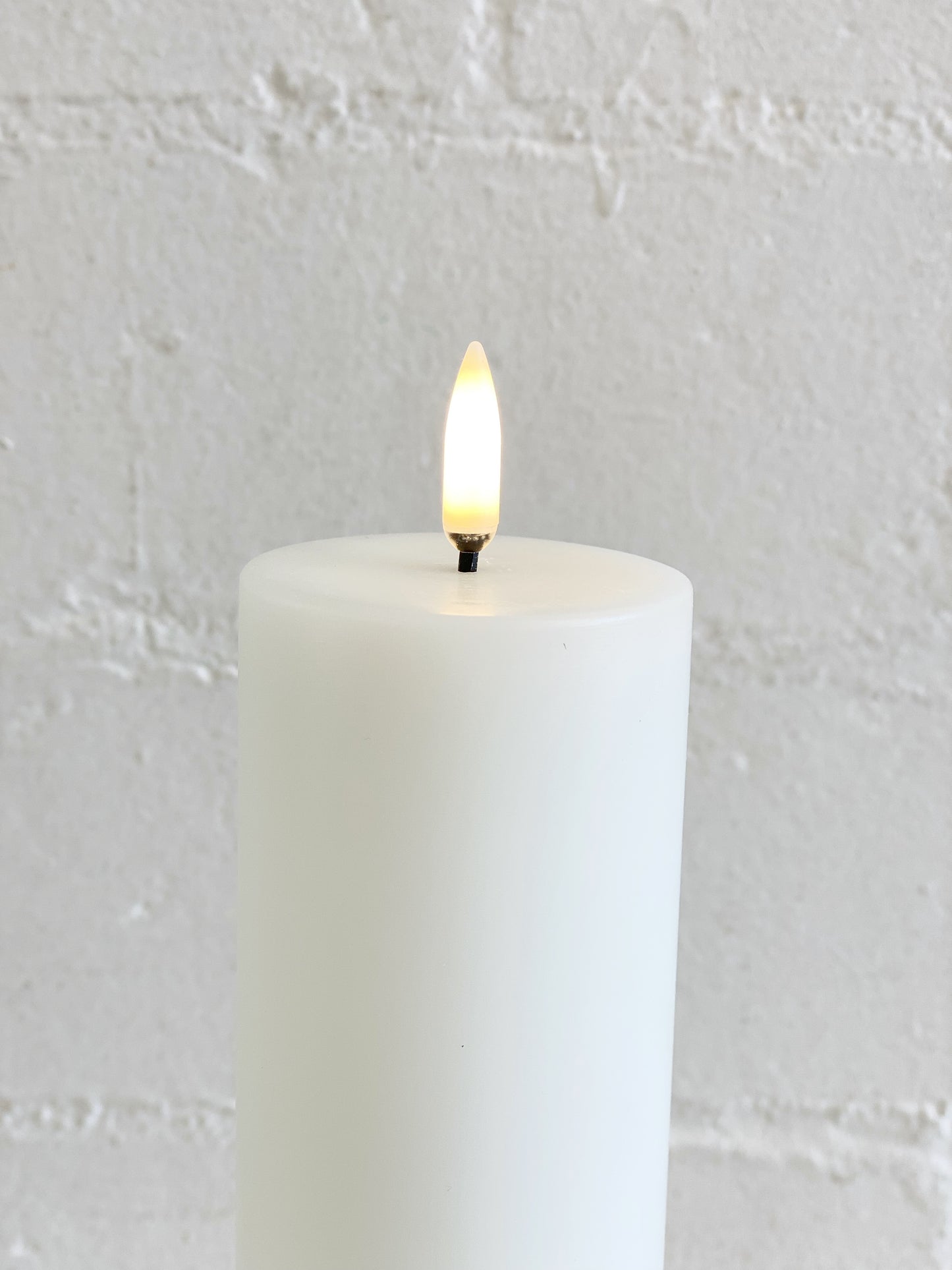 Flameless Pillar White Candle