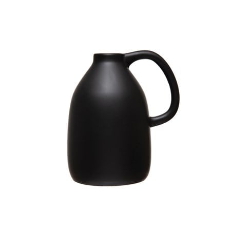 Matte Black Vase with Handle