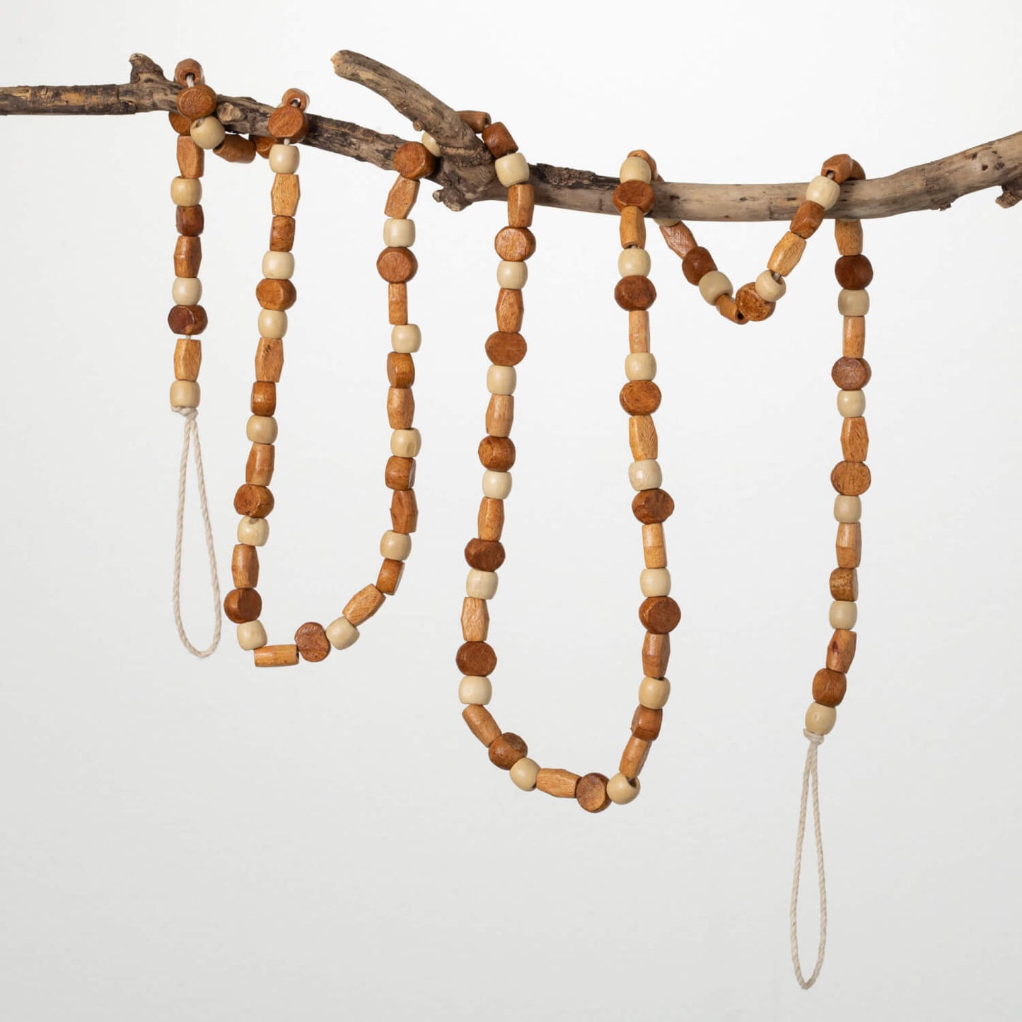 CARVED WOODEN BEADED GARLAND