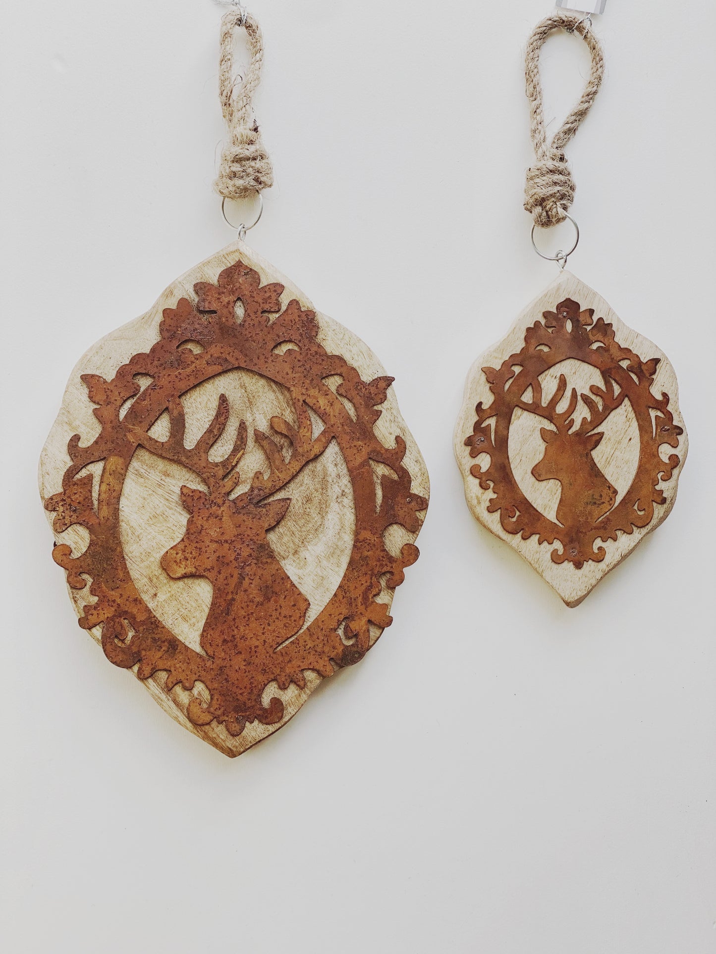 Stag deer wood and metal Ornament