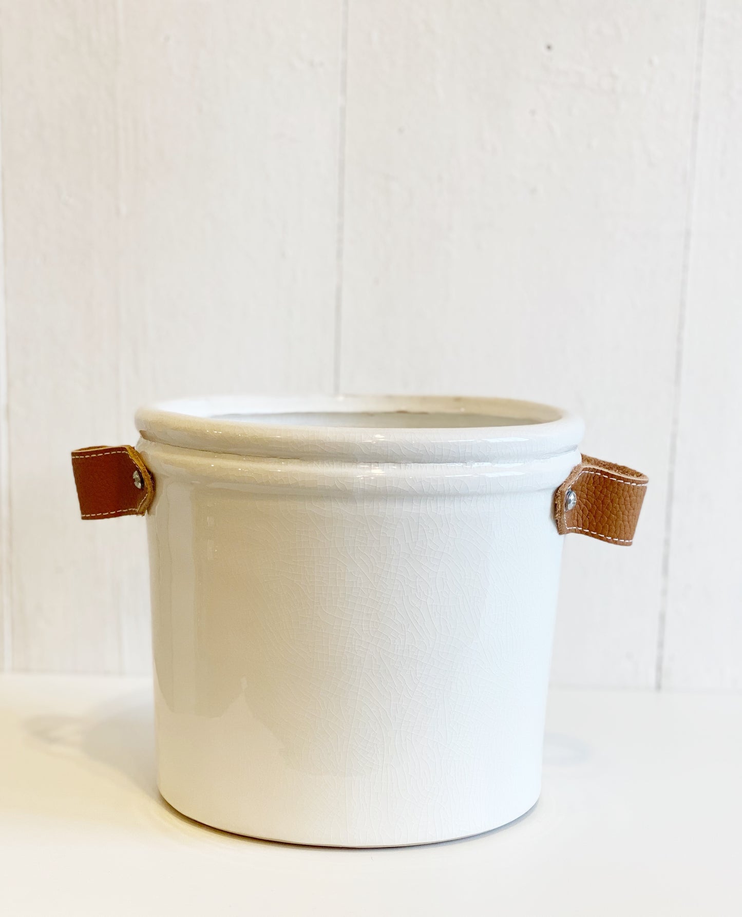 Pottery - Crock With Leather Handles